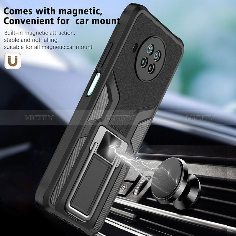 Funda Bumper Silicona y Plastico Mate Carcasa con Magnetico Anillo de dedo Soporte ZL1 para Xiaomi Mi 10T Lite 5G