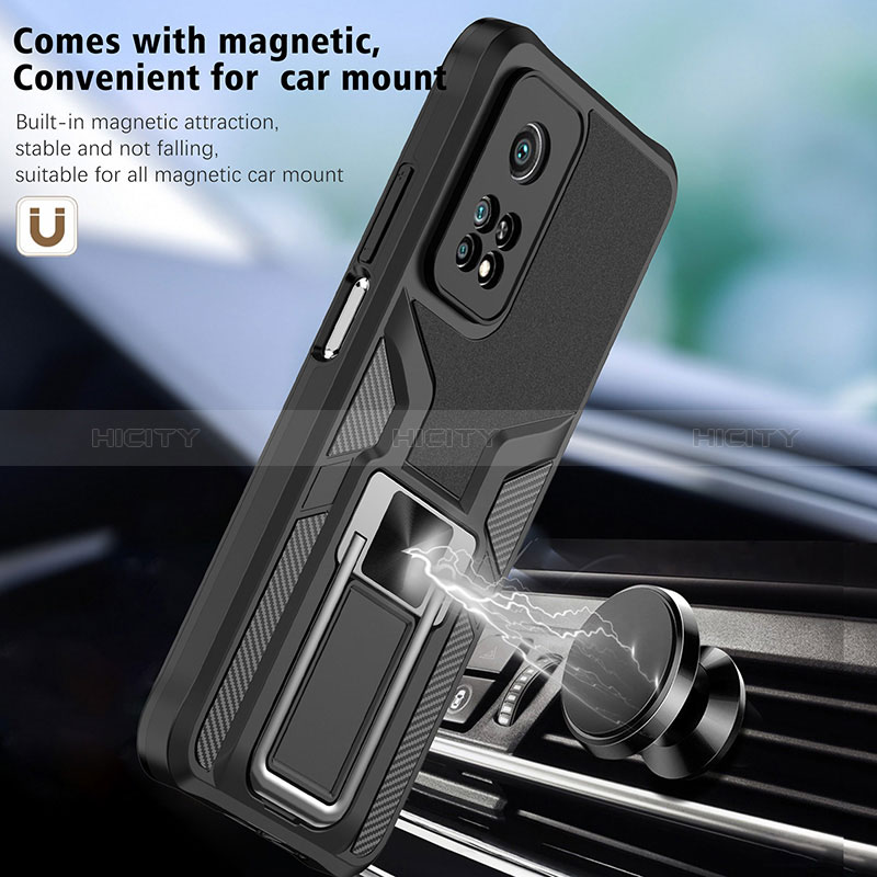 Funda Bumper Silicona y Plastico Mate Carcasa con Magnetico Anillo de dedo Soporte ZL1 para Xiaomi Mi 10T Pro 5G