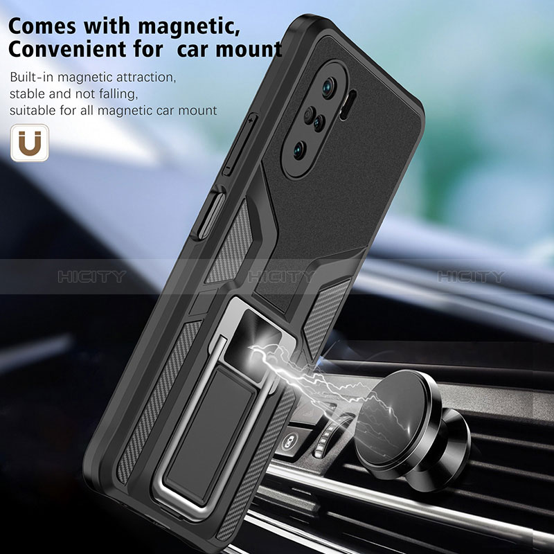 Funda Bumper Silicona y Plastico Mate Carcasa con Magnetico Anillo de dedo Soporte ZL1 para Xiaomi Mi 11X Pro 5G