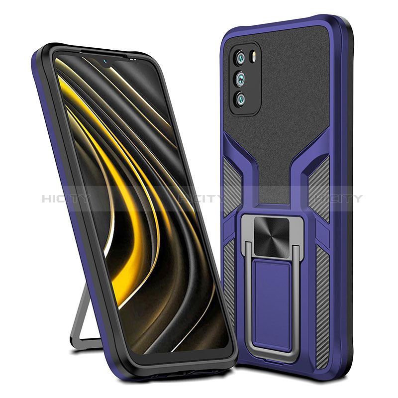 Funda Bumper Silicona y Plastico Mate Carcasa con Magnetico Anillo de dedo Soporte ZL1 para Xiaomi Poco M3