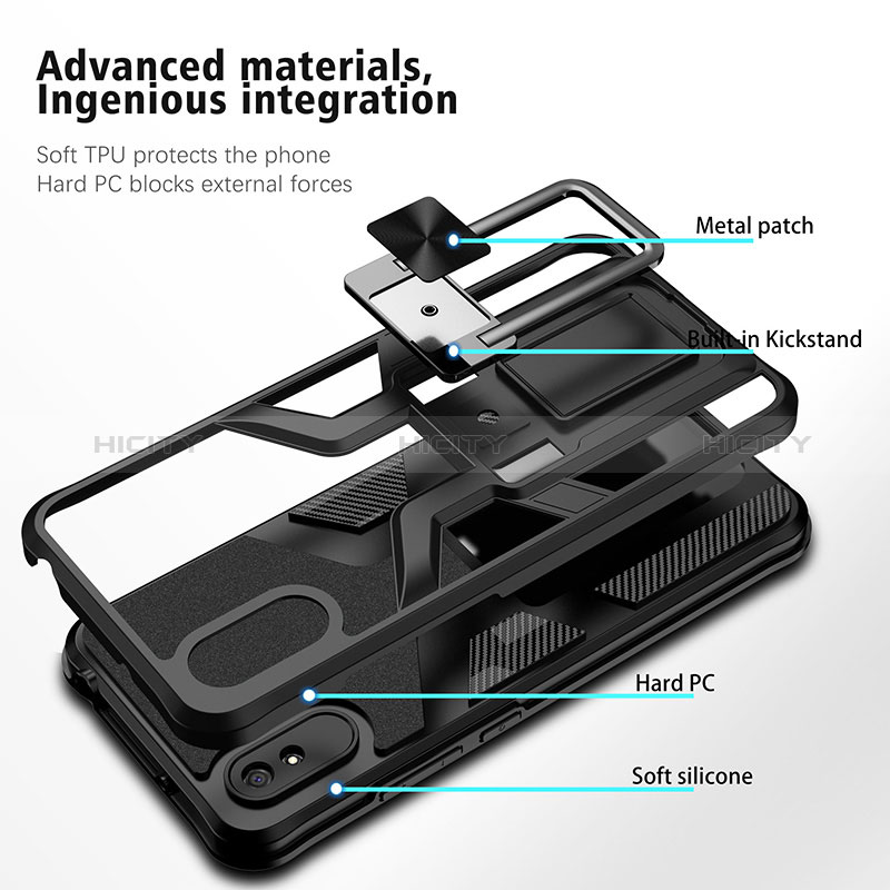 Funda Bumper Silicona y Plastico Mate Carcasa con Magnetico Anillo de dedo Soporte ZL1 para Xiaomi Redmi 9A