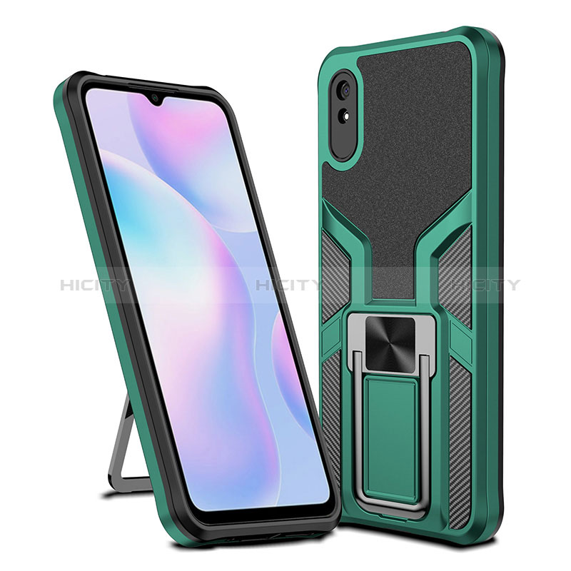 Funda Bumper Silicona y Plastico Mate Carcasa con Magnetico Anillo de dedo Soporte ZL1 para Xiaomi Redmi 9AT