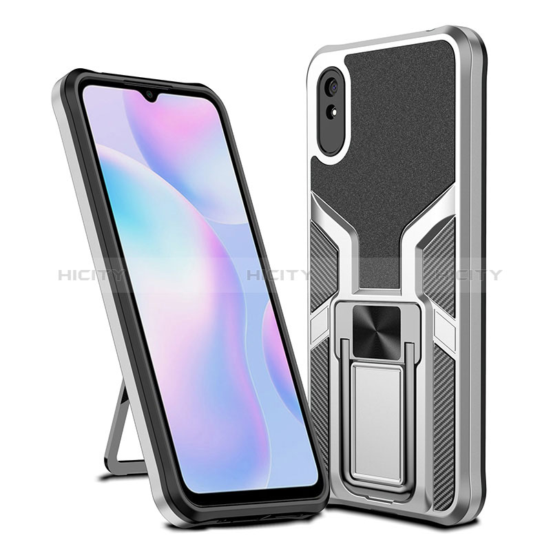 Funda Bumper Silicona y Plastico Mate Carcasa con Magnetico Anillo de dedo Soporte ZL1 para Xiaomi Redmi 9AT