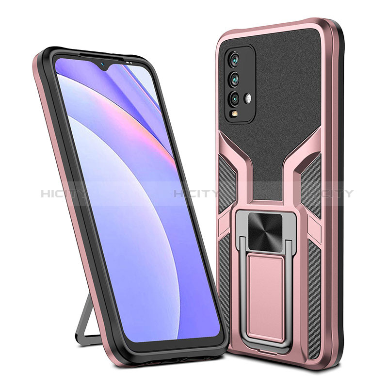 Funda Bumper Silicona y Plastico Mate Carcasa con Magnetico Anillo de dedo Soporte ZL1 para Xiaomi Redmi 9T 4G