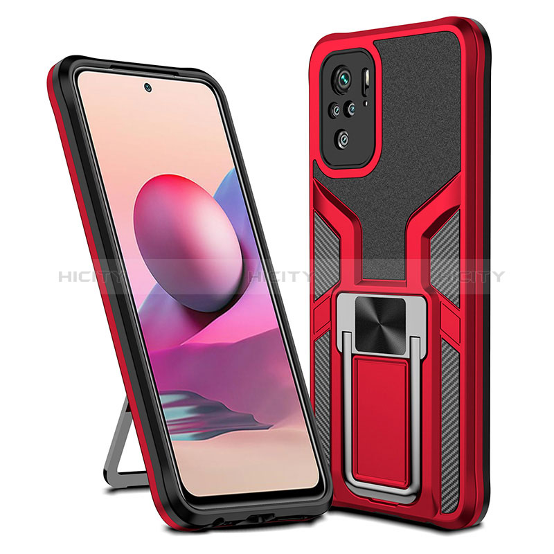 Funda Bumper Silicona y Plastico Mate Carcasa con Magnetico Anillo de dedo Soporte ZL1 para Xiaomi Redmi Note 10 4G