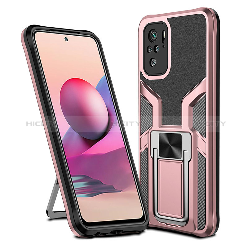 Funda Bumper Silicona y Plastico Mate Carcasa con Magnetico Anillo de dedo Soporte ZL1 para Xiaomi Redmi Note 10 4G