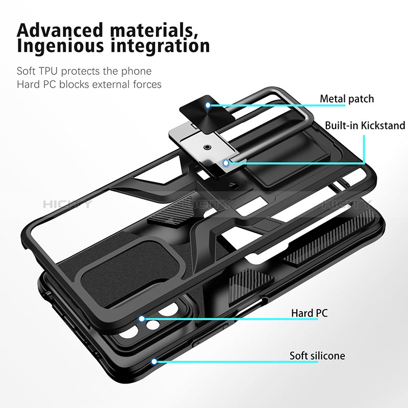 Funda Bumper Silicona y Plastico Mate Carcasa con Magnetico Anillo de dedo Soporte ZL1 para Xiaomi Redmi Note 10 Pro 4G