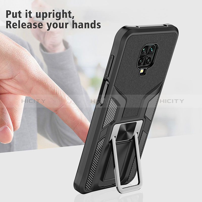 Funda Bumper Silicona y Plastico Mate Carcasa con Magnetico Anillo de dedo Soporte ZL1 para Xiaomi Redmi Note 9 Pro