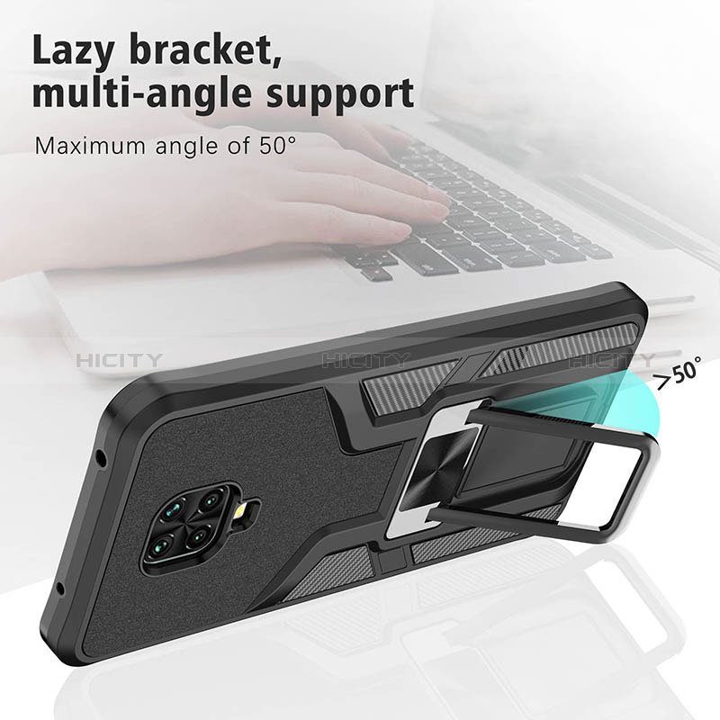 Funda Bumper Silicona y Plastico Mate Carcasa con Magnetico Anillo de dedo Soporte ZL1 para Xiaomi Redmi Note 9 Pro Max