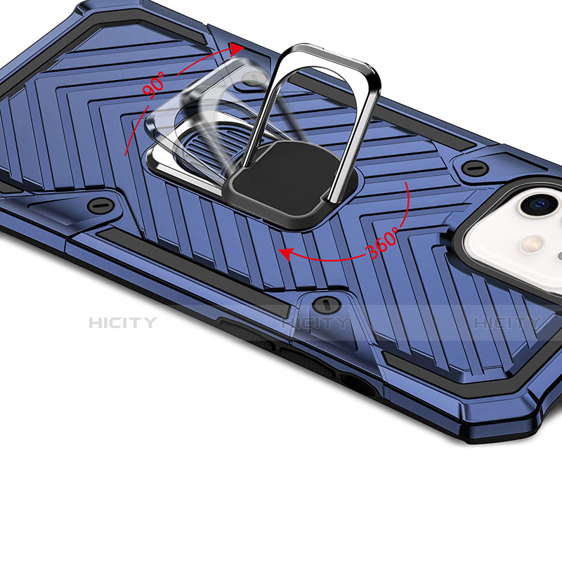 Funda Bumper Silicona y Plastico Mate Carcasa con Magnetico Soporte A01 para Apple iPhone 12 Mini