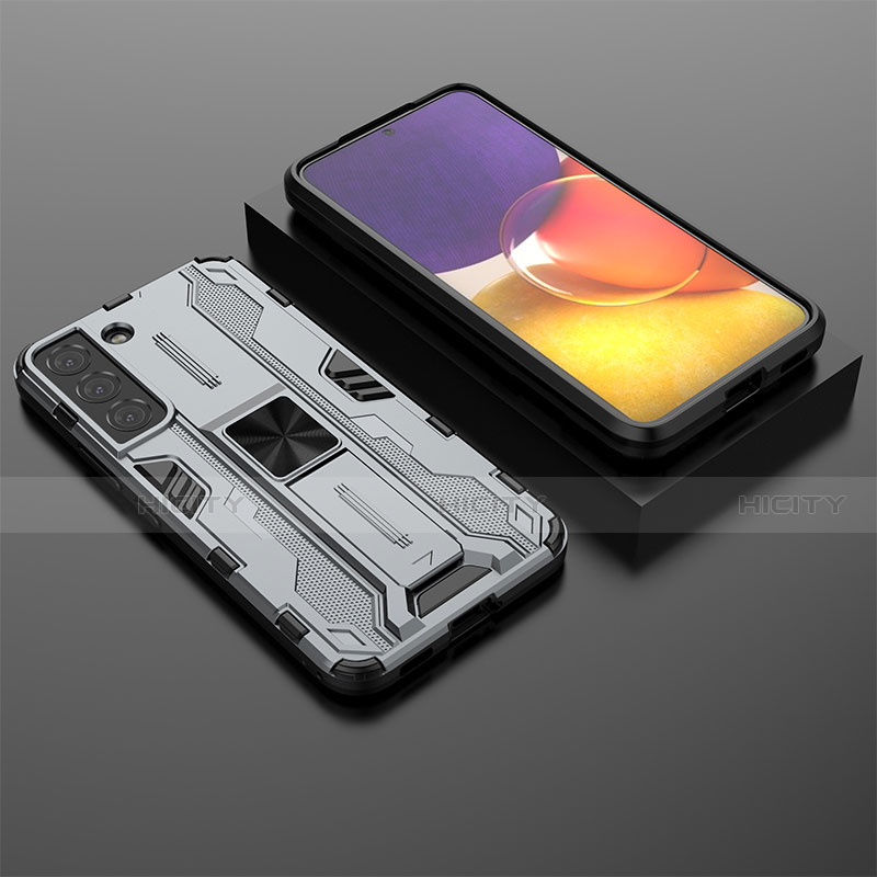 Funda Bumper Silicona y Plastico Mate Carcasa con Magnetico Soporte A01 para Samsung Galaxy S21 5G