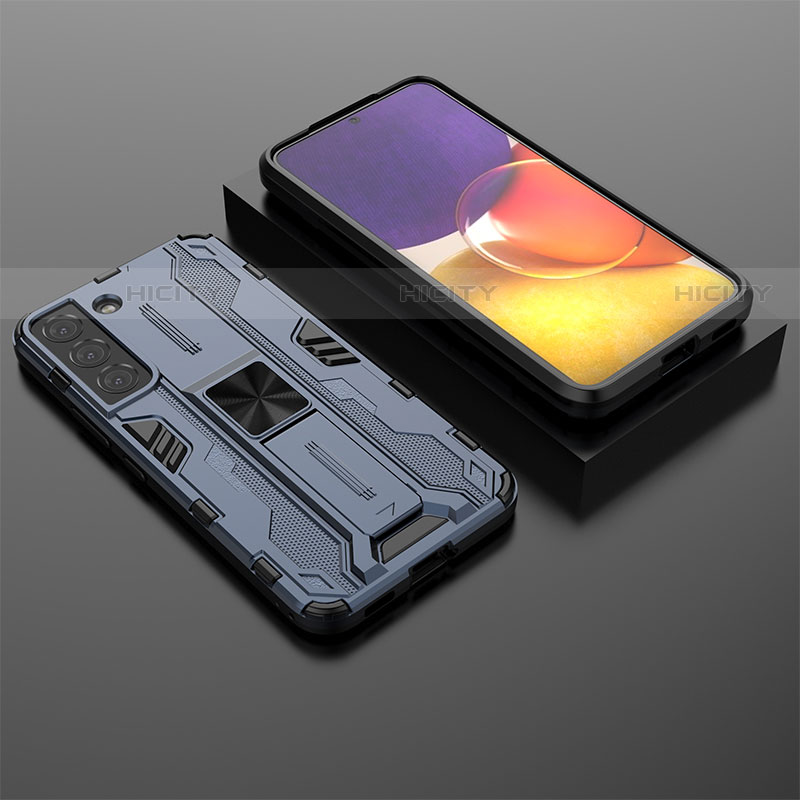 Funda Bumper Silicona y Plastico Mate Carcasa con Magnetico Soporte A01 para Samsung Galaxy S21 Plus 5G