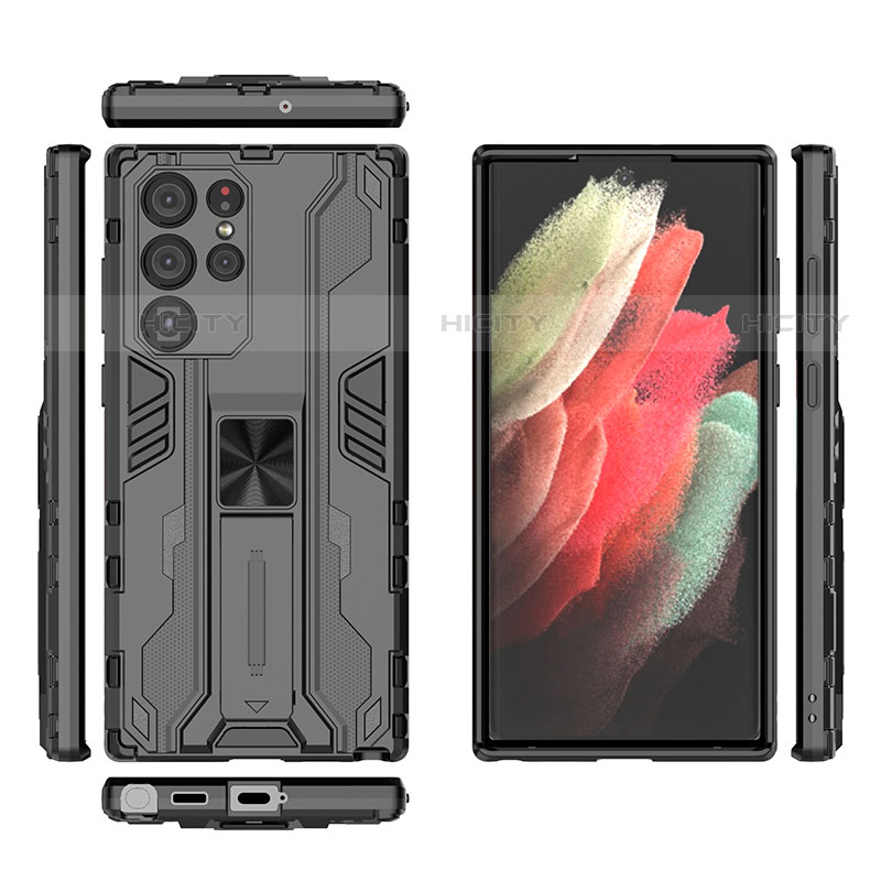 Funda Bumper Silicona y Plastico Mate Carcasa con Magnetico Soporte A01 para Samsung Galaxy S23 Ultra 5G