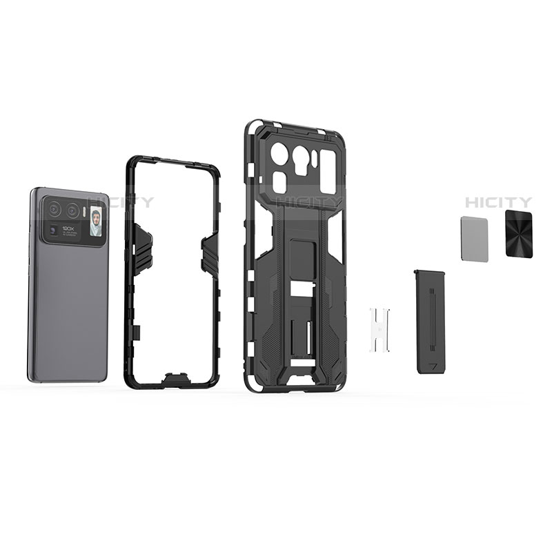 Funda Bumper Silicona y Plastico Mate Carcasa con Magnetico Soporte A01 para Xiaomi Mi 11 Ultra 5G