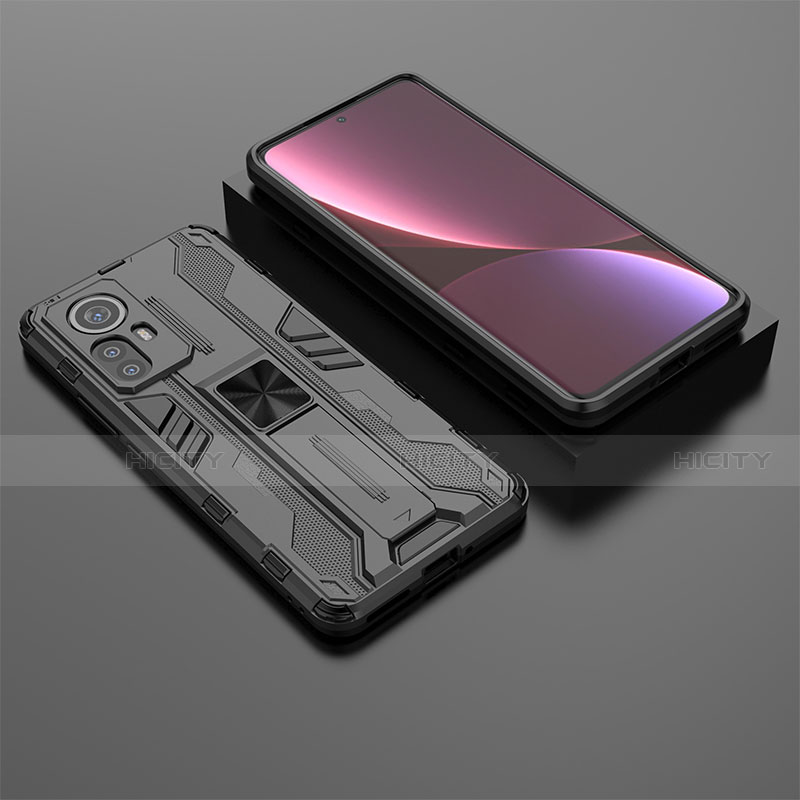 Funda Bumper Silicona y Plastico Mate Carcasa con Magnetico Soporte A01 para Xiaomi Mi 12 5G