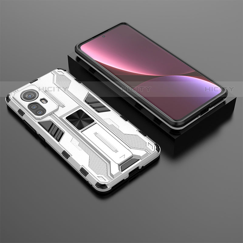 Funda Bumper Silicona y Plastico Mate Carcasa con Magnetico Soporte A01 para Xiaomi Mi 12 Pro 5G