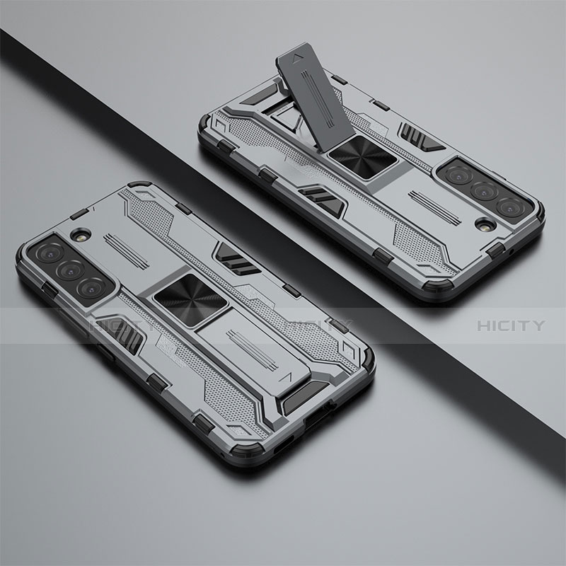 Funda Bumper Silicona y Plastico Mate Carcasa con Magnetico Soporte A02 para Samsung Galaxy S21 5G