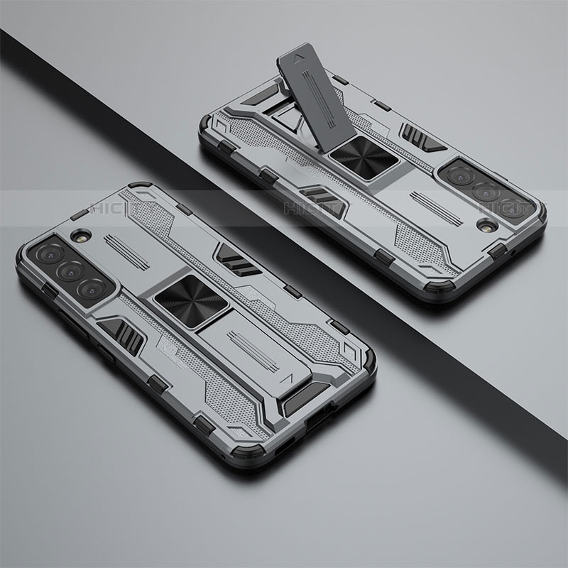 Funda Bumper Silicona y Plastico Mate Carcasa con Magnetico Soporte A02 para Samsung Galaxy S21 FE 5G