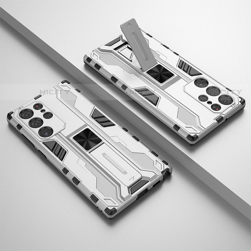 Funda Bumper Silicona y Plastico Mate Carcasa con Magnetico Soporte A02 para Samsung Galaxy S23 Ultra 5G