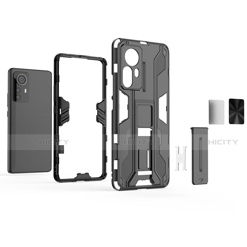 Funda Bumper Silicona y Plastico Mate Carcasa con Magnetico Soporte A02 para Xiaomi Mi 12 5G