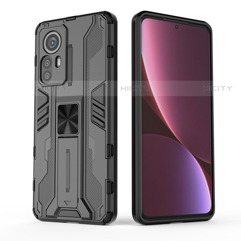 Funda Bumper Silicona y Plastico Mate Carcasa con Magnetico Soporte A02 para Xiaomi Mi 12S Pro 5G