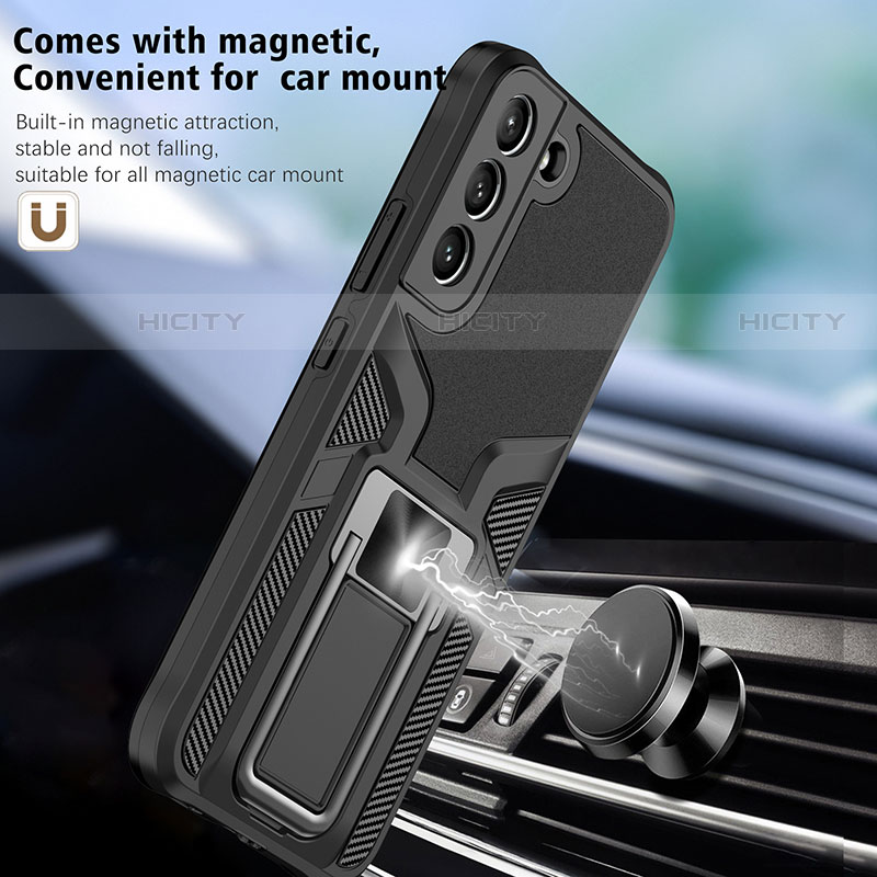 Funda Bumper Silicona y Plastico Mate Carcasa con Magnetico Soporte A05 para Samsung Galaxy S21 FE 5G