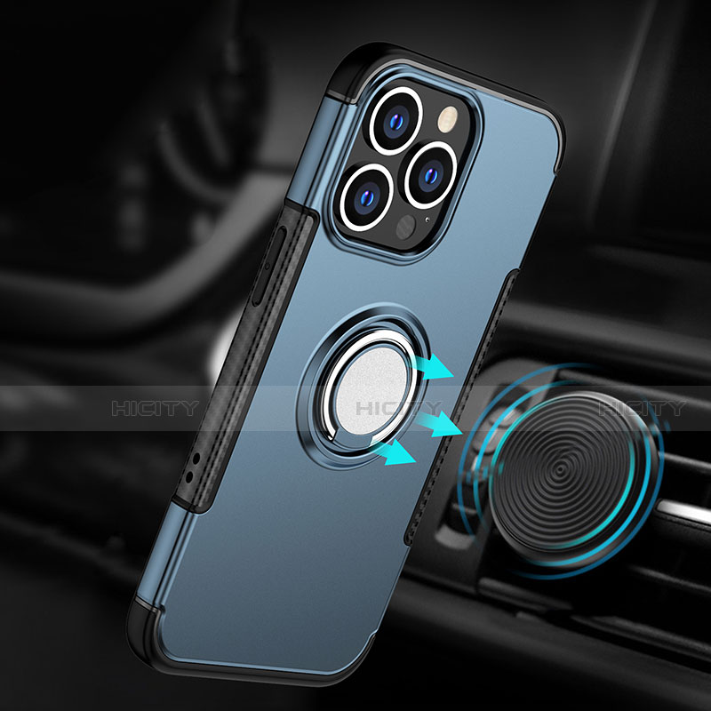 Funda Bumper Silicona y Plastico Mate Carcasa con Magnetico Soporte A08 para Apple iPhone 15 Pro Max