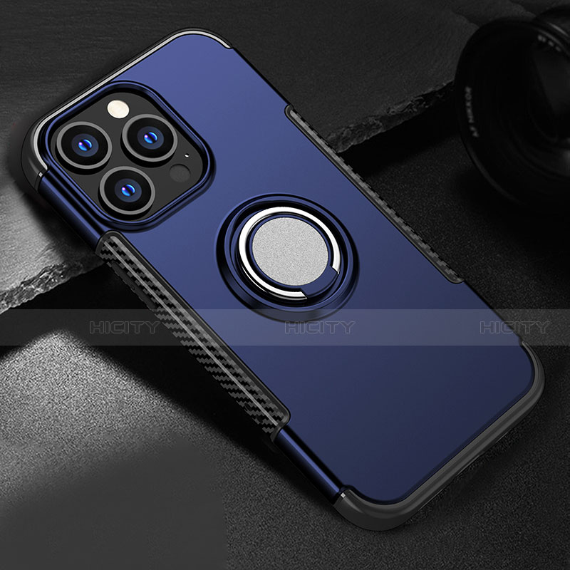 Funda Bumper Silicona y Plastico Mate Carcasa con Magnetico Soporte A08 para Apple iPhone 15 Pro Max