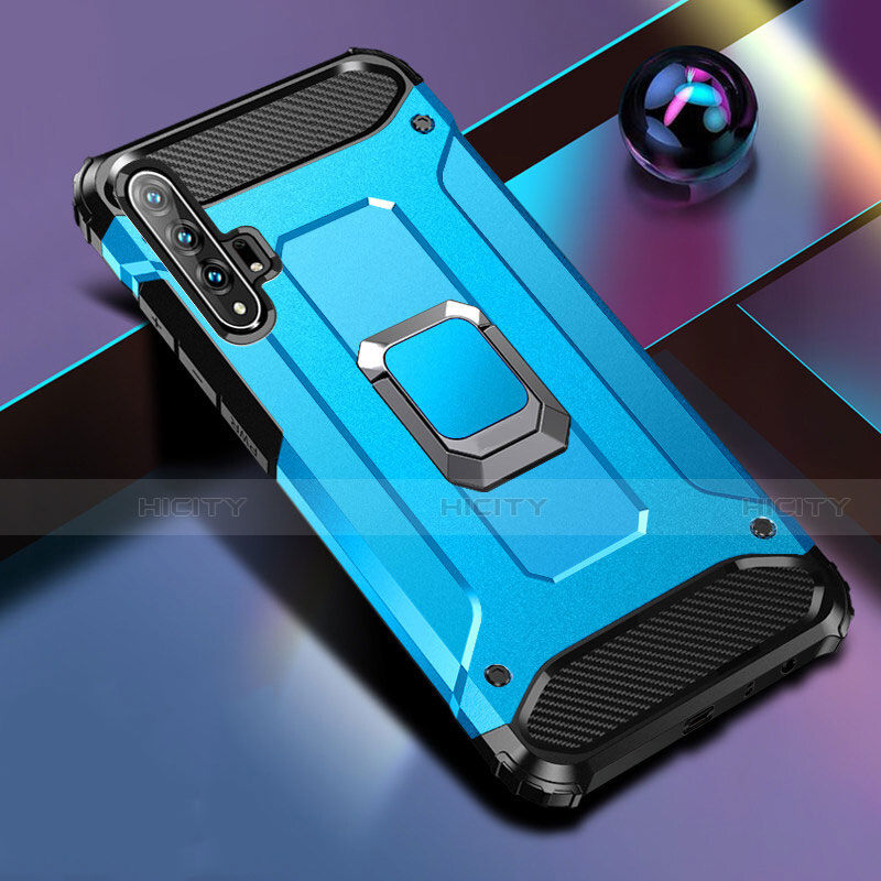 Funda Bumper Silicona y Plastico Mate Carcasa con Magnetico Soporte H01 para Huawei Honor 20 Pro