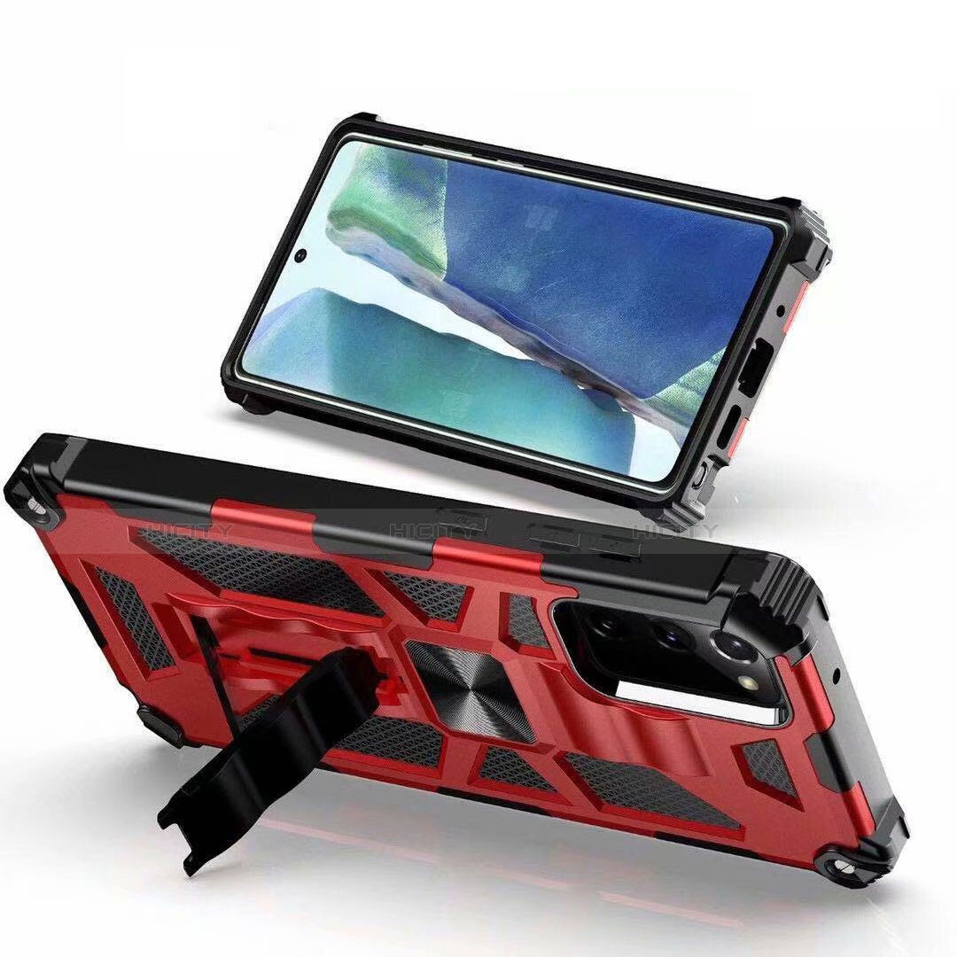 Funda Bumper Silicona y Plastico Mate Carcasa con Magnetico Soporte H01 para Samsung Galaxy Note 20 5G