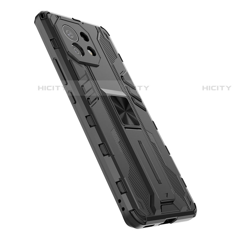 Funda Bumper Silicona y Plastico Mate Carcasa con Magnetico Soporte H01 para Xiaomi Mi 11 5G