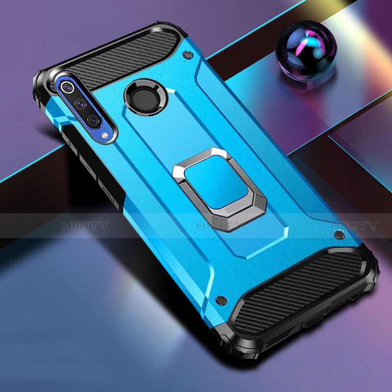 Funda Bumper Silicona y Plastico Mate Carcasa con Magnetico Soporte K01 para Huawei Honor 20i Azul