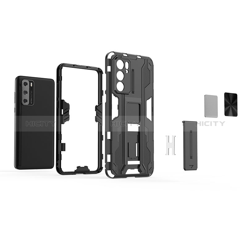 Funda Bumper Silicona y Plastico Mate Carcasa con Magnetico Soporte KC1 para Huawei P40