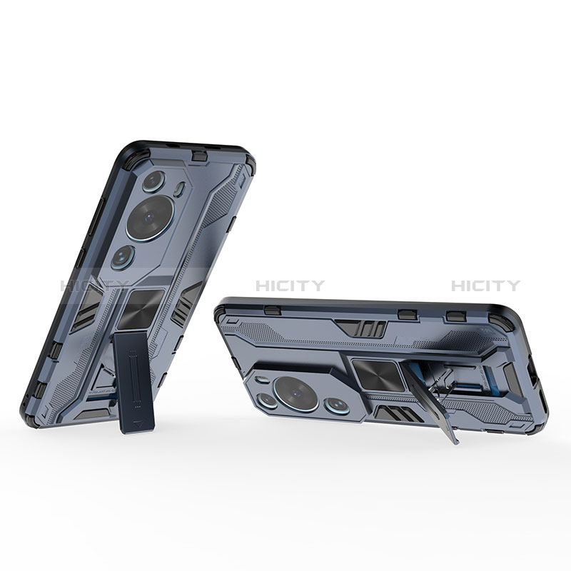 Funda Bumper Silicona y Plastico Mate Carcasa con Magnetico Soporte KC1 para Huawei P60 Art