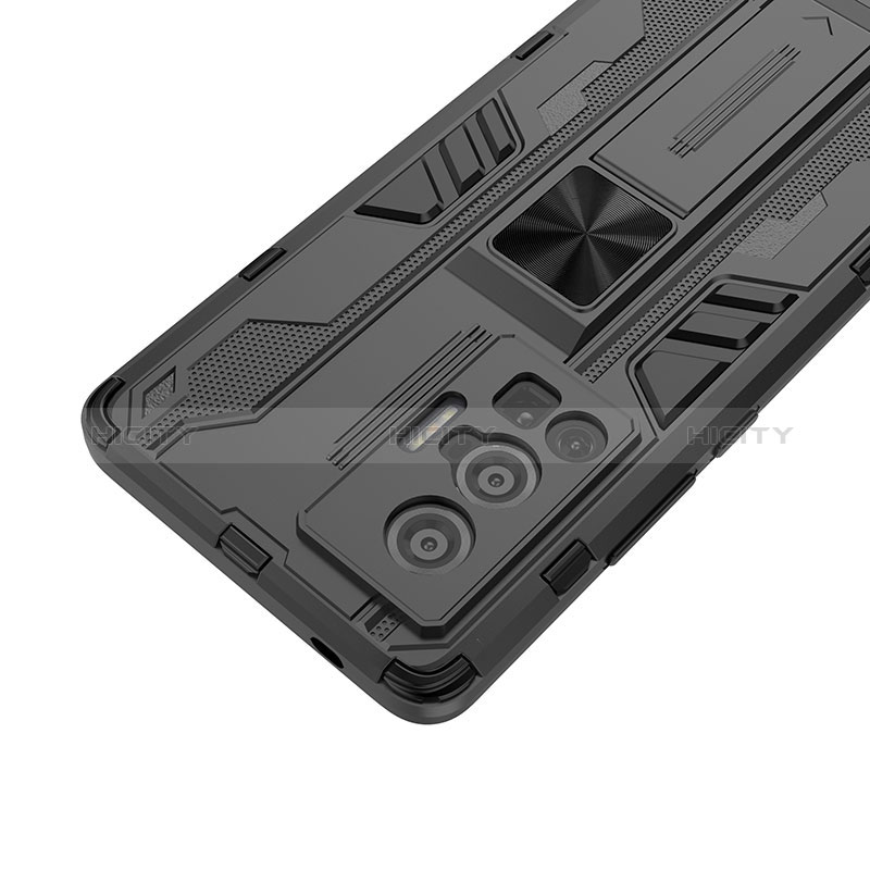 Funda Bumper Silicona y Plastico Mate Carcasa con Magnetico Soporte KC1 para Vivo X70 Pro 5G