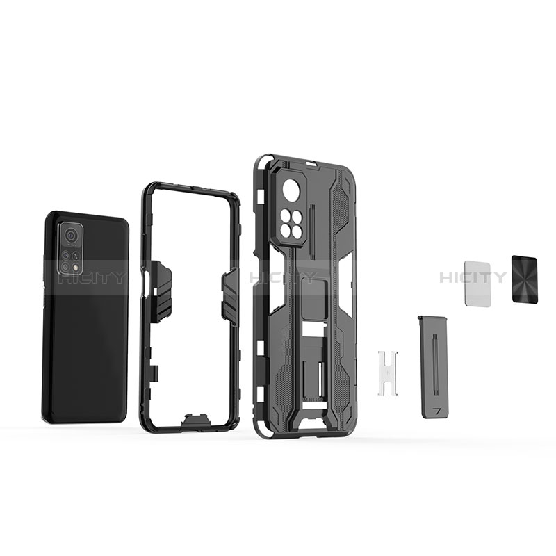 Funda Bumper Silicona y Plastico Mate Carcasa con Magnetico Soporte KC1 para Xiaomi Mi 10T 5G