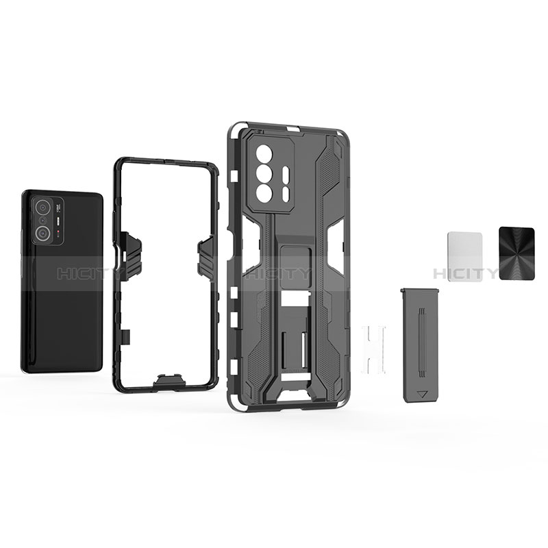 Funda Bumper Silicona y Plastico Mate Carcasa con Magnetico Soporte KC1 para Xiaomi Mi 11T Pro 5G