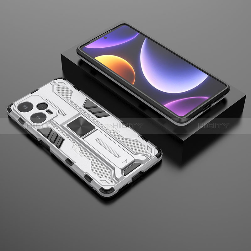 Funda Bumper Silicona y Plastico Mate Carcasa con Magnetico Soporte KC1 para Xiaomi Poco F5 5G