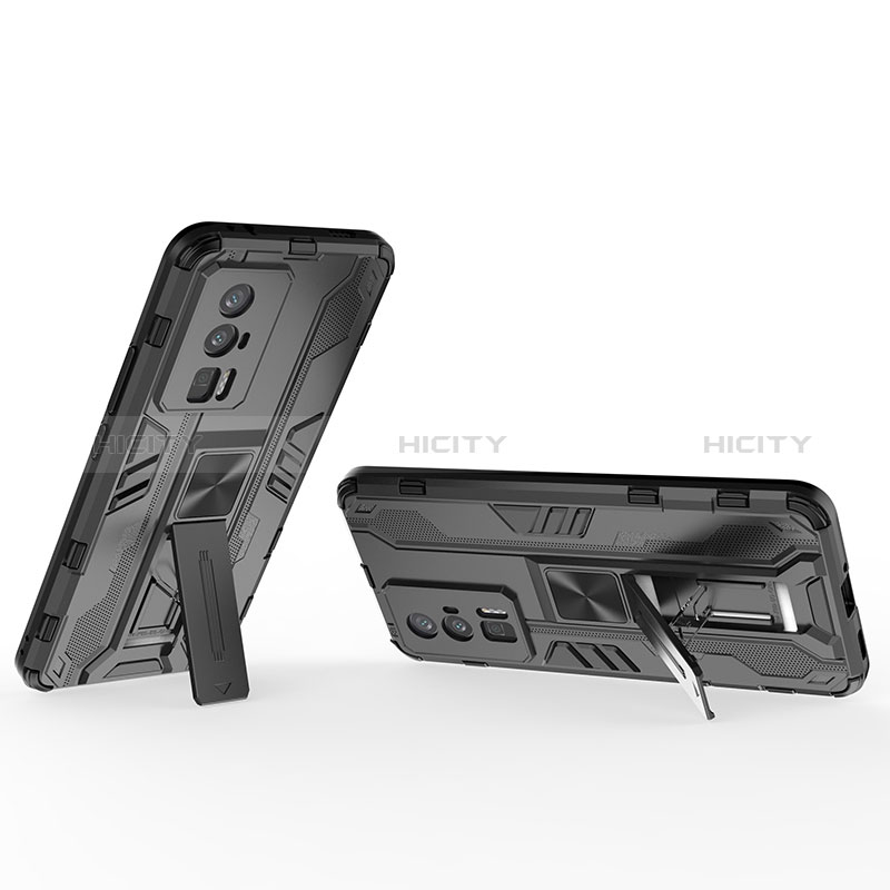 Funda Bumper Silicona y Plastico Mate Carcasa con Magnetico Soporte KC1 para Xiaomi Poco F5 Pro 5G