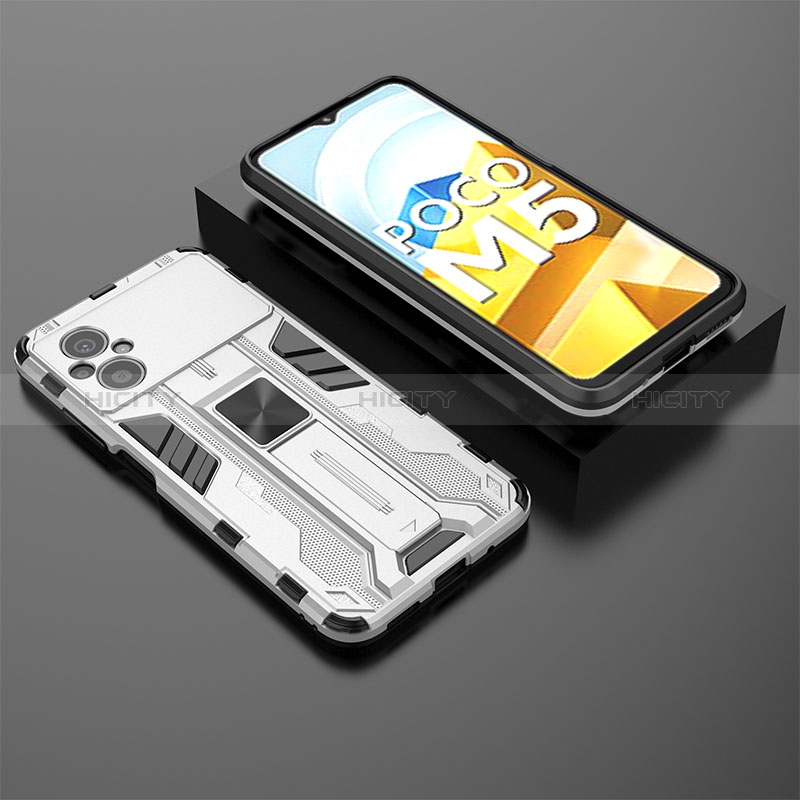 Funda Bumper Silicona y Plastico Mate Carcasa con Magnetico Soporte KC1 para Xiaomi Poco M5 4G