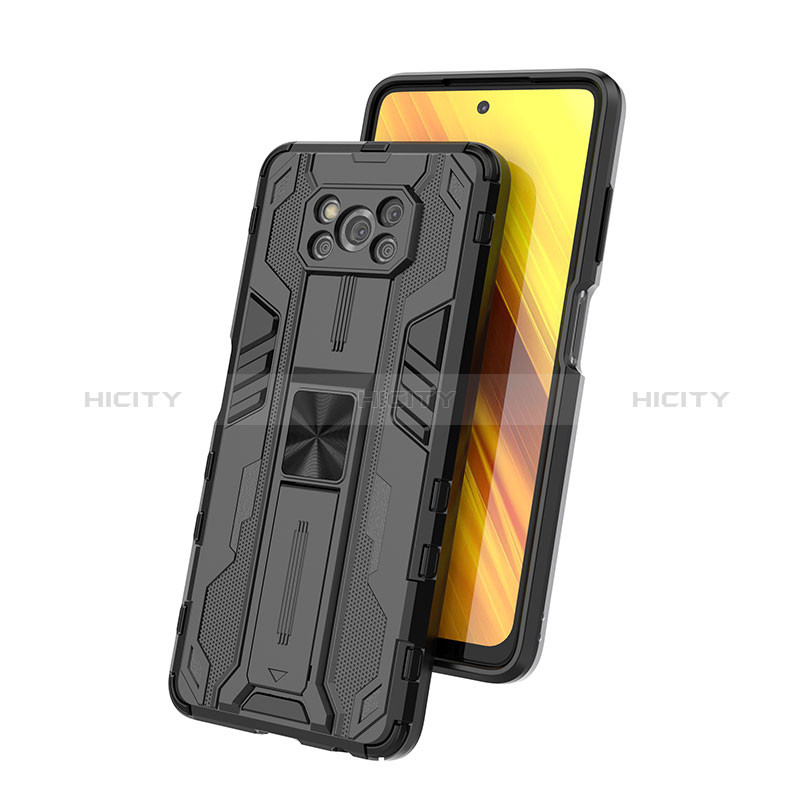 Funda Bumper Silicona y Plastico Mate Carcasa con Magnetico Soporte KC1 para Xiaomi Poco X3 NFC