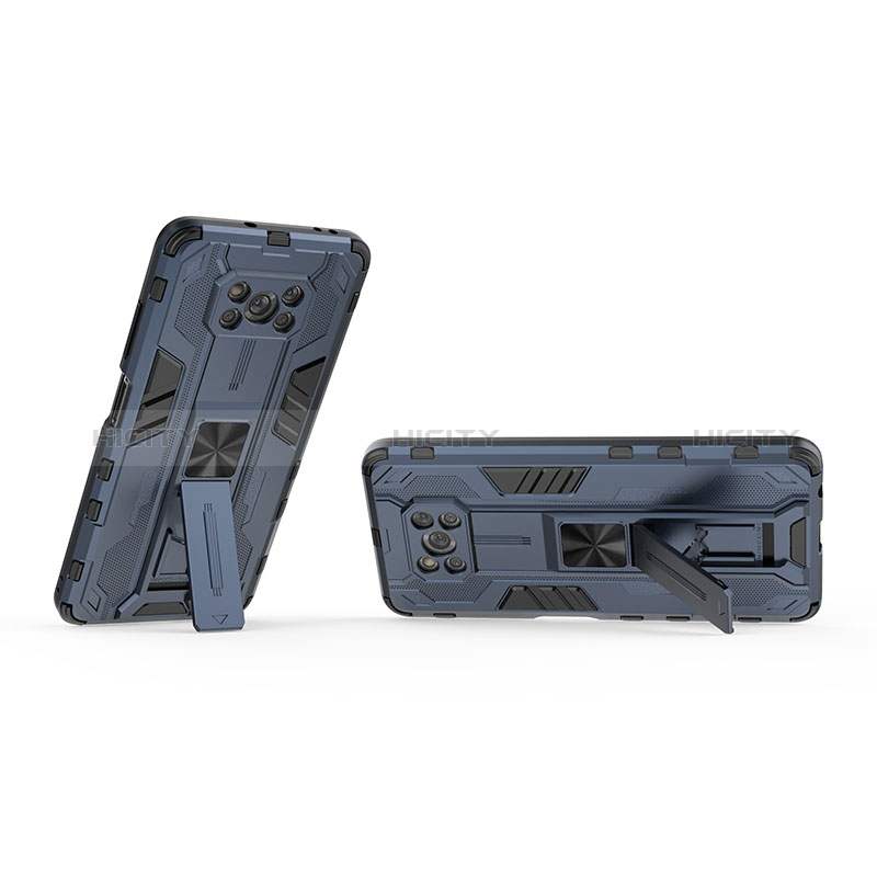 Funda Bumper Silicona y Plastico Mate Carcasa con Magnetico Soporte KC1 para Xiaomi Poco X3 Pro