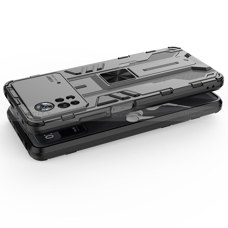 Funda Bumper Silicona y Plastico Mate Carcasa con Magnetico Soporte KC1 para Xiaomi Poco X4 Pro 5G