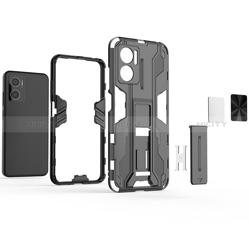 Funda Bumper Silicona y Plastico Mate Carcasa con Magnetico Soporte KC1 para Xiaomi Redmi 10 5G