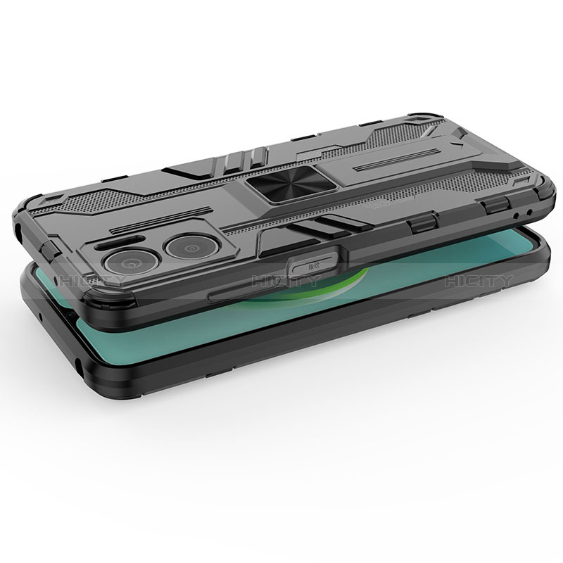 Funda Bumper Silicona y Plastico Mate Carcasa con Magnetico Soporte KC1 para Xiaomi Redmi 10 5G