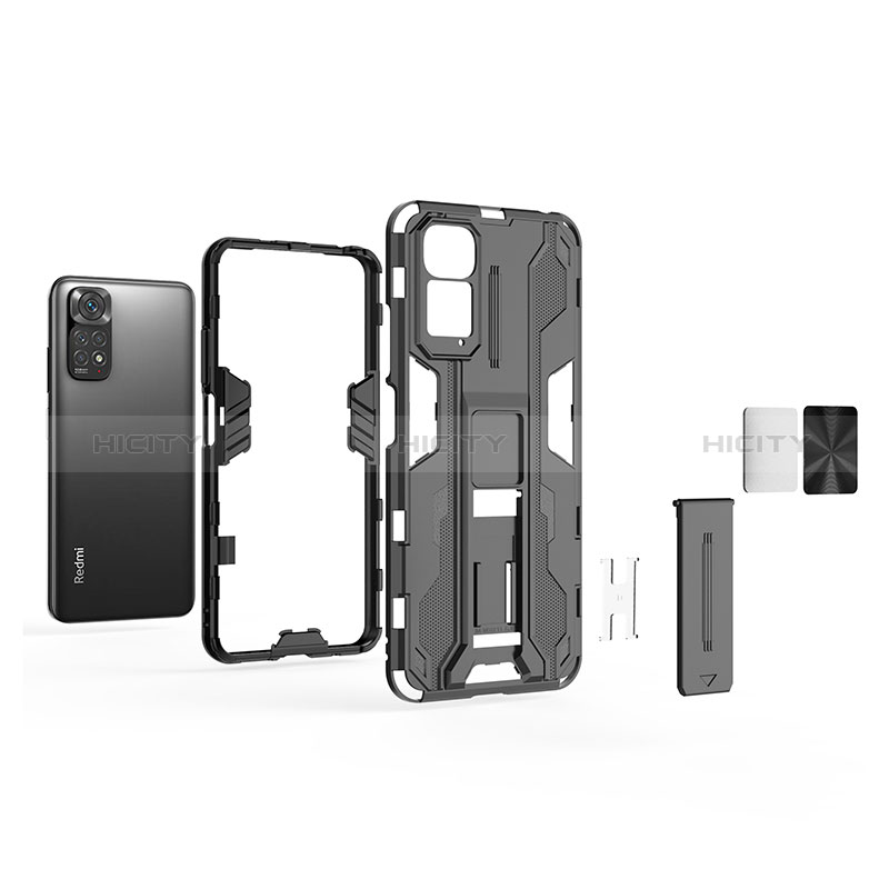 Funda Bumper Silicona y Plastico Mate Carcasa con Magnetico Soporte KC1 para Xiaomi Redmi Note 11 4G (2022)
