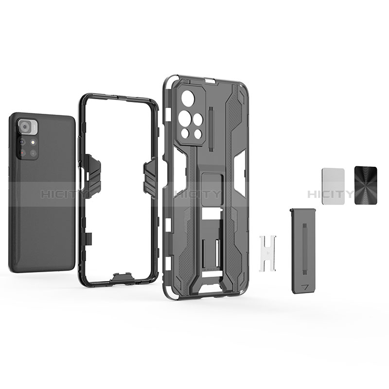 Funda Bumper Silicona y Plastico Mate Carcasa con Magnetico Soporte KC1 para Xiaomi Redmi Note 11 5G