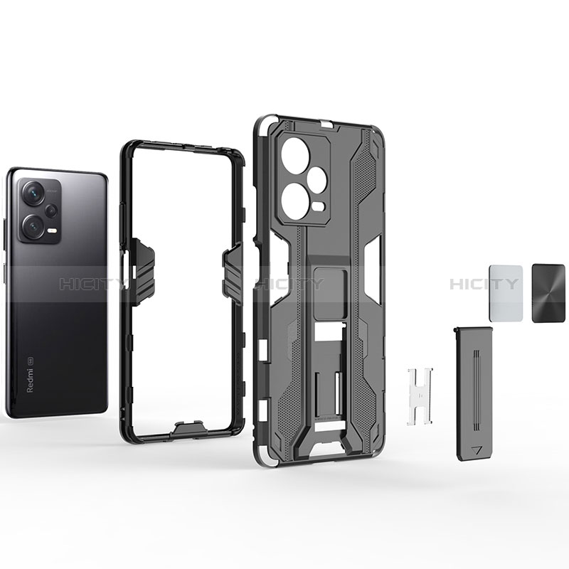 Funda Bumper Silicona y Plastico Mate Carcasa con Magnetico Soporte KC1 para Xiaomi Redmi Note 12 Explorer