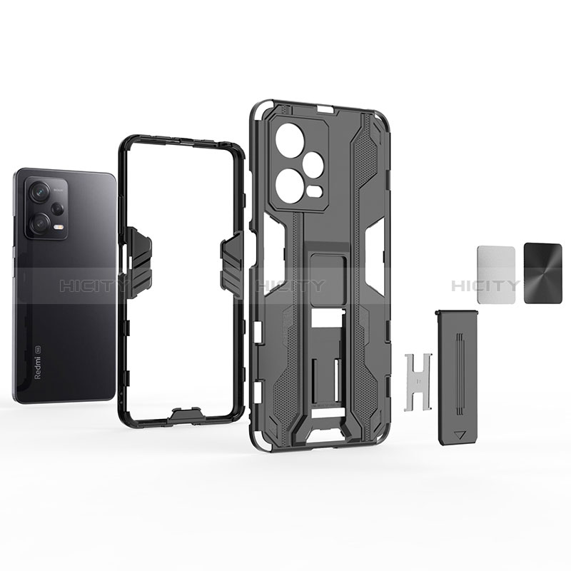 Funda Bumper Silicona y Plastico Mate Carcasa con Magnetico Soporte KC1 para Xiaomi Redmi Note 12 Pro 5G