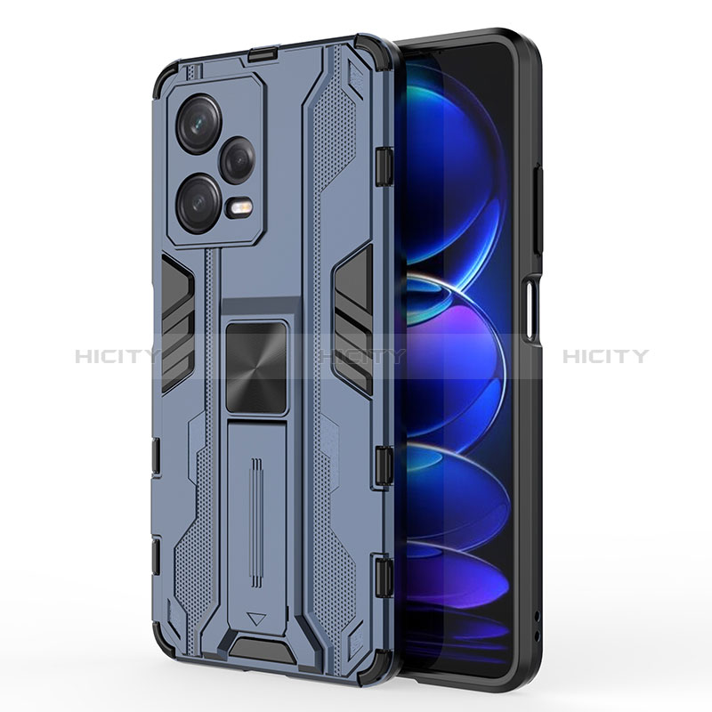 Funda Bumper Silicona y Plastico Mate Carcasa con Magnetico Soporte KC1 para Xiaomi Redmi Note 12 Pro 5G